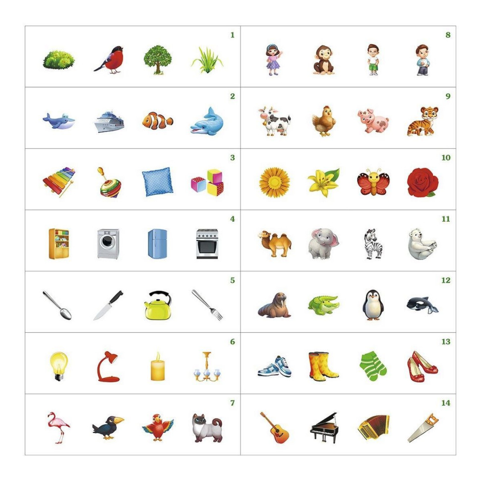 Настільна розвиваюча гра "Четвертий зайвий" Ubumblebees, 2 варіанти гри Настільна розвиваюча гра "Четвертий зайвий" Ubumblebees, 2 варіанти гри