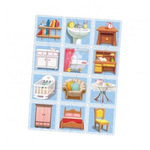 Настільна розвиваюча гра-пазл "Меблі" Ubumblebees, 12 картинок-половинок