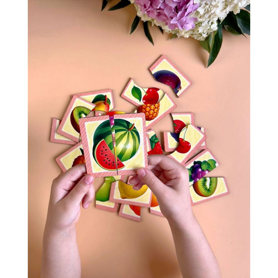Настільна розвиваюча гра-пазл "Фрукти" Ubumblebees, 12 картинок-половинок Настільна розвиваюча гра-пазл "Фрукти" Ubumblebees, 12 картинок-половинок - Зображення 3