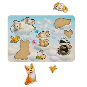 Деревянный пазл-вкладыш «Звери-1» Ubumblebees, 8 элементов