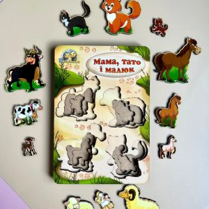 Alternative view of Деревянный пазл-вкладыш «Семья-домашние животные» Ubumblebees больше-меньше