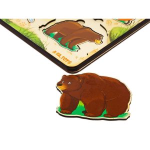 Alternative view of Деревянный пазл-вкладыш «Семья-дикие животные» Ubumblebees больше-меньше