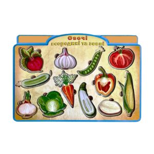 Дерев'яний пазл-вкладиш "Овочі зовні та всередині" Ubumblebees