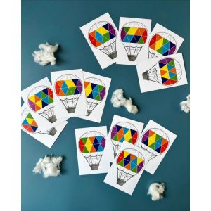 Alternative view of Дерев'яна мозаїка "Слоненя на повітряній кулі" Ubumblebees трикутники