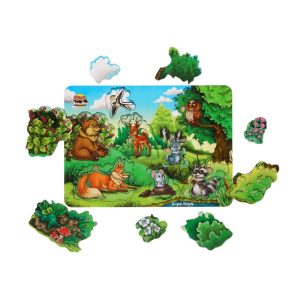 Дерев'яний сортер-пазл "А де ж звірі?" Ubumblebees серія "ліс" Дерев'яний сортер-пазл "А де ж звірі?" Ubumblebees серія "ліс"