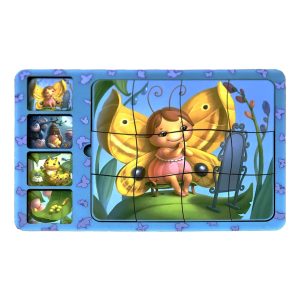 Дерев'яна настільна гра "Етапи розвитку метелика" Ubumblebees сортер-пазл