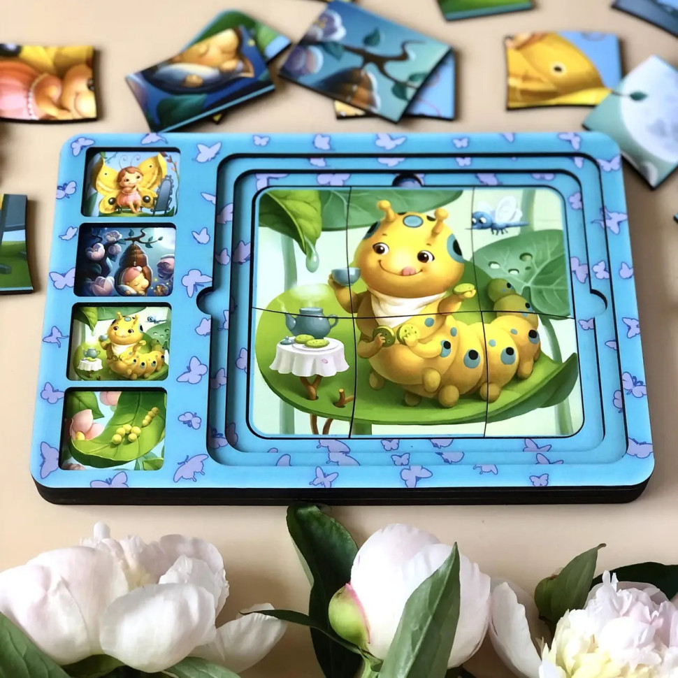 Дерев'яна настільна гра "Етапи розвитку метелика" Ubumblebees сортер-пазл Дерев'яна настільна гра "Етапи розвитку метелика" Ubumblebees сортер-пазл - Зображення 3