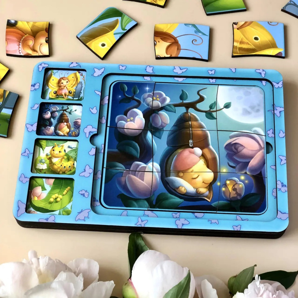 Дерев'яна настільна гра "Етапи розвитку метелика" Ubumblebees сортер-пазл Дерев'яна настільна гра "Етапи розвитку метелика" Ubumblebees сортер-пазл - Зображення 4