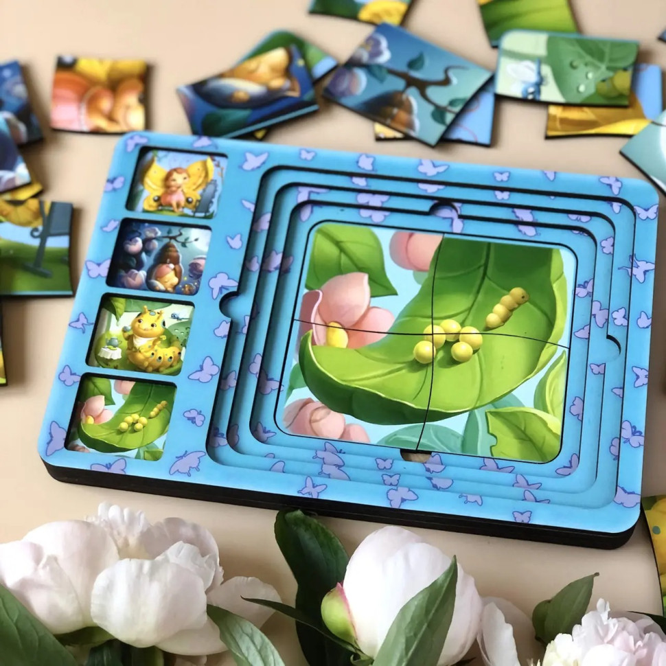 Дерев'яна настільна гра "Етапи розвитку метелика" Ubumblebees сортер-пазл Дерев'яна настільна гра "Етапи розвитку метелика" Ubumblebees сортер-пазл - Зображення 5