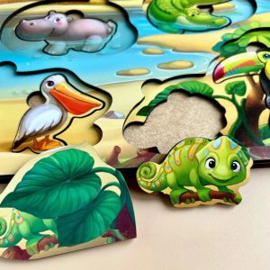 Alternative view of Дерев'яна настільна гра "А де звірі?" Ubumblebees сортер-вкладиш