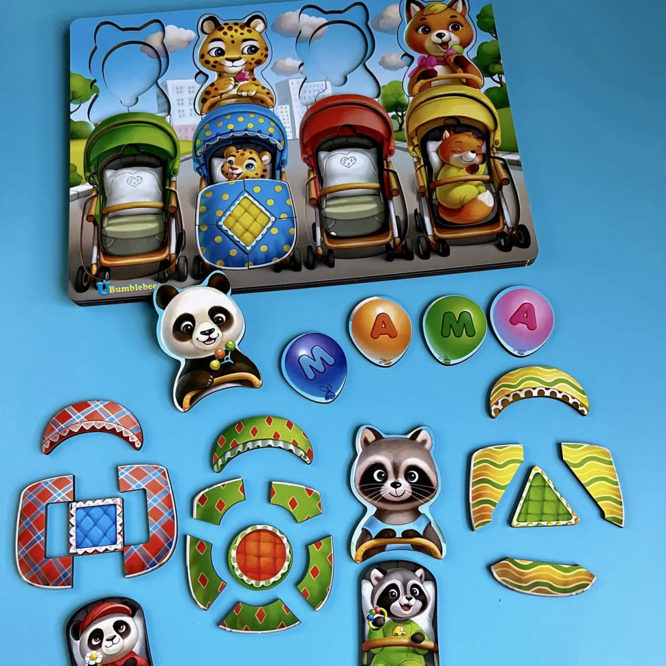 Дерев'яна настільна гра "Звірі у візках" Ubumblebees сортер-вкладиш Дерев'яна настільна гра "Звірі у візках" Ubumblebees сортер-вкладиш - Зображення 4