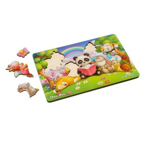 Alternative view of Дерев'яний пазл-вкладиш "Звірі на лісовій галявині" Ubumblebees, 9 деталей