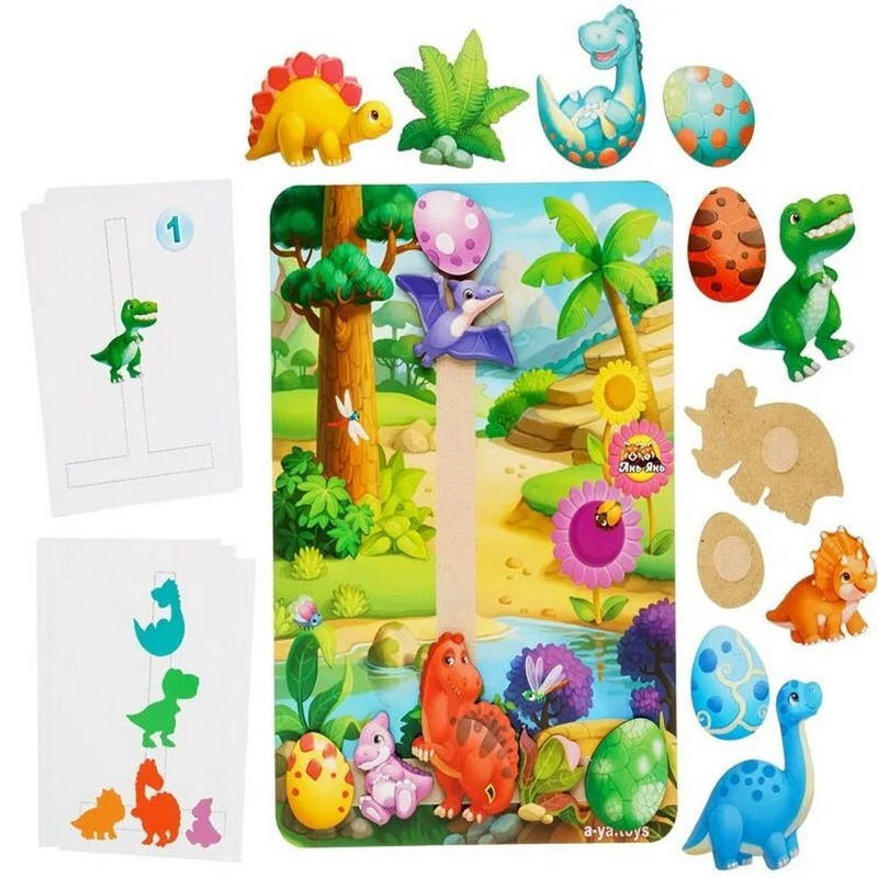 Дерев'яна настільна гра "Долина динозаврів" Ubumblebees на липучках Дерев'яна настільна гра "Долина динозаврів" Ubumblebees на липучках - Зображення 2