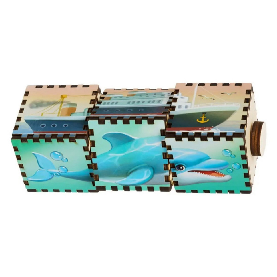 Дерев'яні кубики "Водний світ" Ubumblebees обертаються Дерев'яні кубики "Водний світ" Ubumblebees обертаються