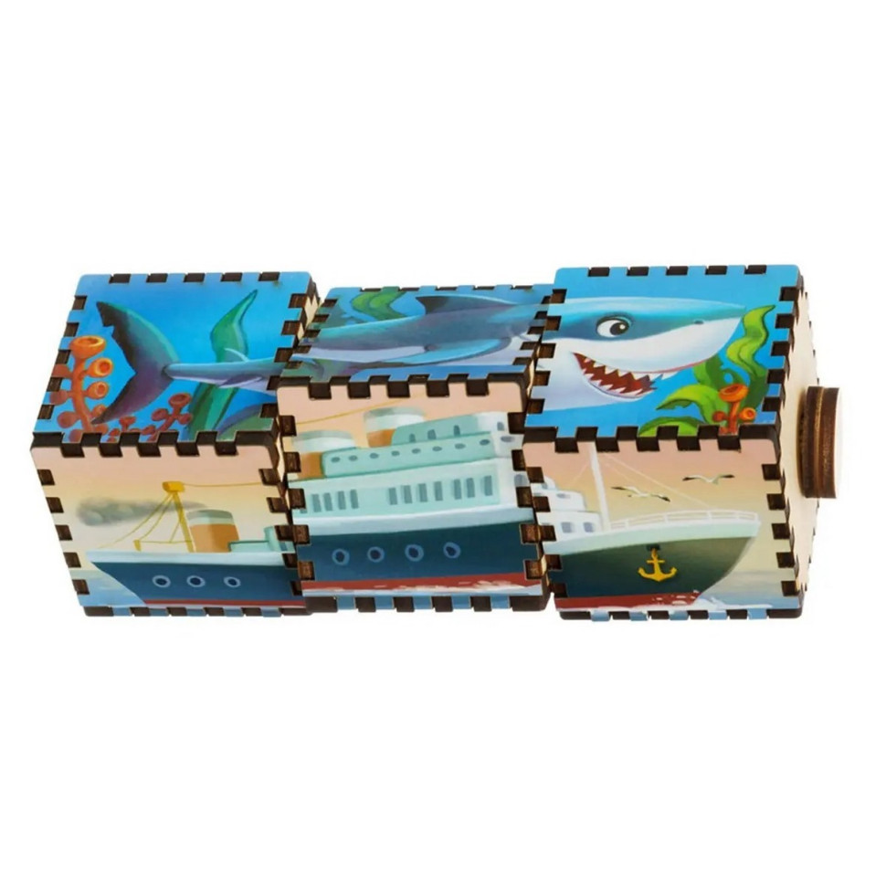 Дерев'яні кубики "Водний світ" Ubumblebees обертаються Дерев'яні кубики "Водний світ" Ubumblebees обертаються - Зображення 3