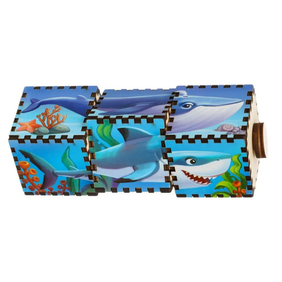 Дерев'яні кубики "Водний світ" Ubumblebees обертаються Дерев'яні кубики "Водний світ" Ubumblebees обертаються - Зображення 4