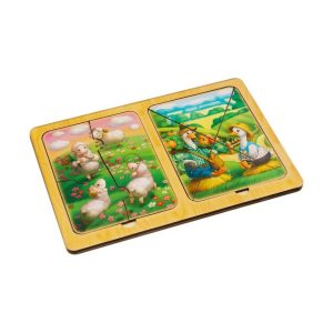 Дерев'яний пазл-вкладиш "Вівці та гуси" Ubumblebees в рамці