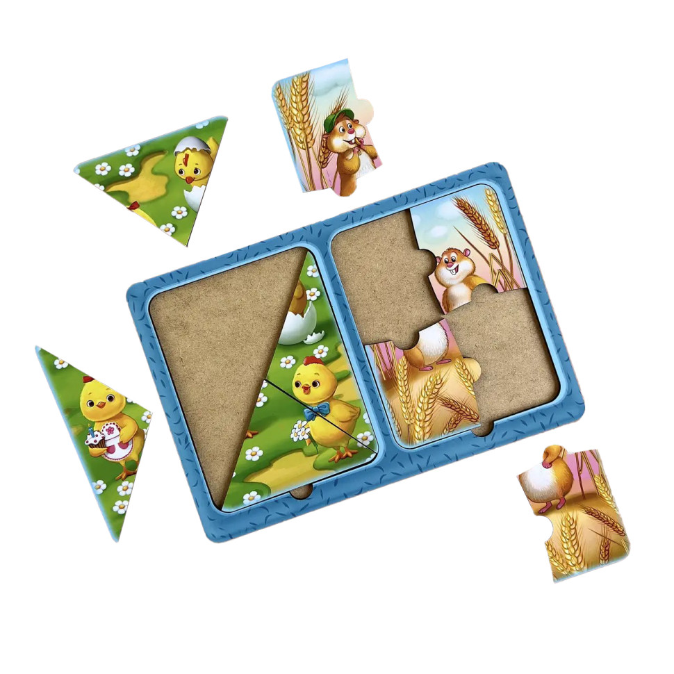 Дерев'яний пазл-вкладиш "Хом'яки та курчата" Ubumblebees в рамці Дерев'яний пазл-вкладиш "Хом'яки та курчата" Ubumblebees в рамці - Зображення 2