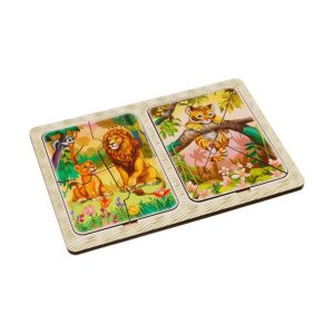 Alternative view of Дерев'яний пазл-вкладиш "Леви та тигреня" Ubumblebees в рамці