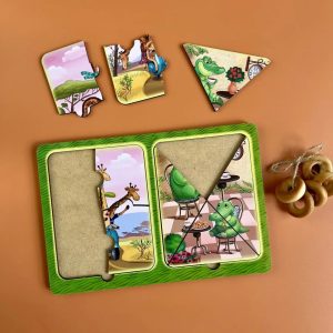 Alternative view of Дерев'яний пазл-вкладиш "Жирафи та крокодили" Ubumblebees в рамці