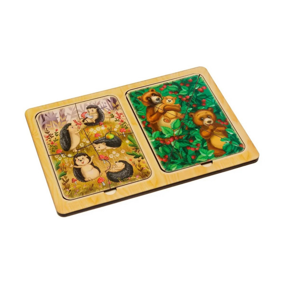 Дерев'яний пазл-вкладиш "Їжачки та ведмеді" Ubumblebees в рамці Дерев'яний пазл-вкладиш "Їжачки та ведмеді" Ubumblebees в рамці - Зображення 3