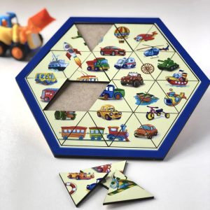 Дерев'яний пазл-головоломка "Транспорт" Ubumblebees шестикутник Дерев'яний пазл-головоломка "Транспорт" Ubumblebees шестикутник