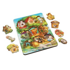 Alternative view of Дерев'яний пазл-вкладиш "Де чий будиночок на дереві?" Ubumblebees тришаровий