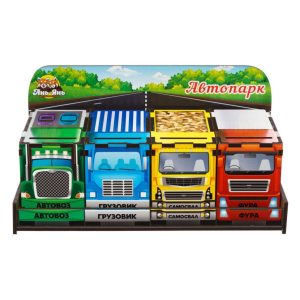 Дерев'яна настільна гра "Автопарк" Ubumblebees сортер-комодик