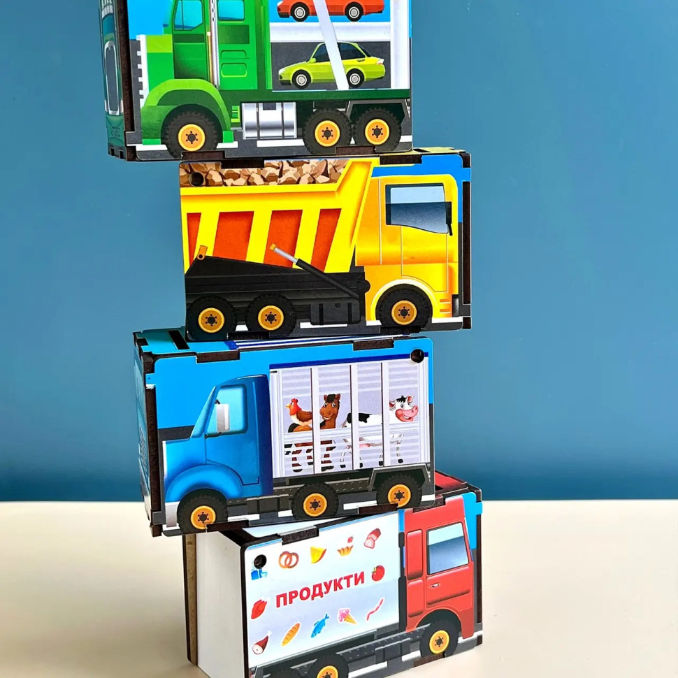 Дерев'яна настільна гра "Автопарк" Ubumblebees сортер-комодик Дерев'яна настільна гра "Автопарк" Ubumblebees сортер-комодик - Зображення 8