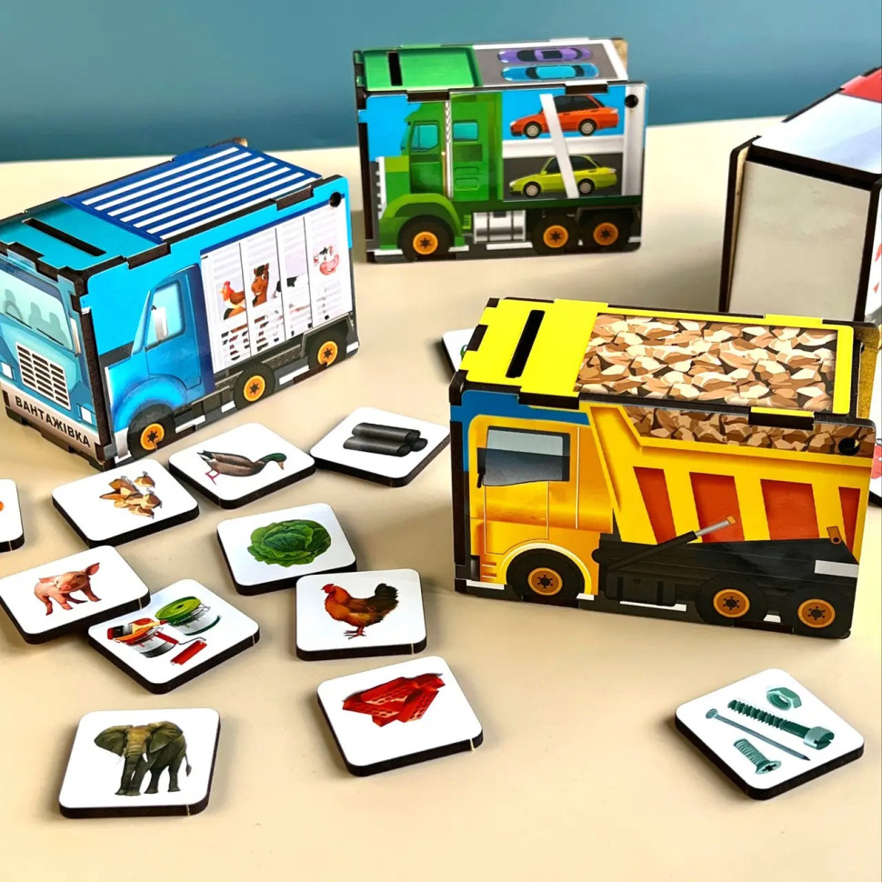 Дерев'яна настільна гра "Автопарк" Ubumblebees сортер-комодик Дерев'яна настільна гра "Автопарк" Ubumblebees сортер-комодик - Зображення 9