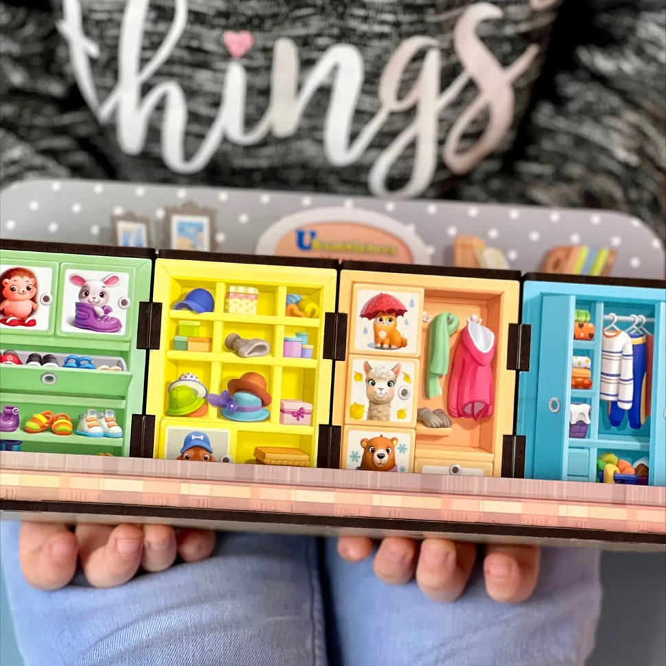 Дерев'яна настільна гра "Шафи з одягом" Ubumblebees сортер-комодик Дерев'яна настільна гра "Шафи з одягом" Ubumblebees сортер-комодик - Зображення 3