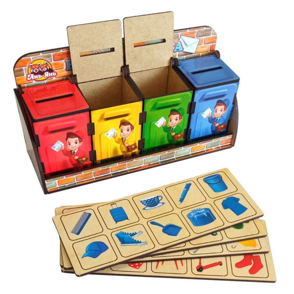 Дерев'яна настільна гра "Веселий листоноша" Ubumblebees сортер-комодик Деревянная настольная игра «Веселый почтальон» Ubumblebees сортер-комодик — изображение 3