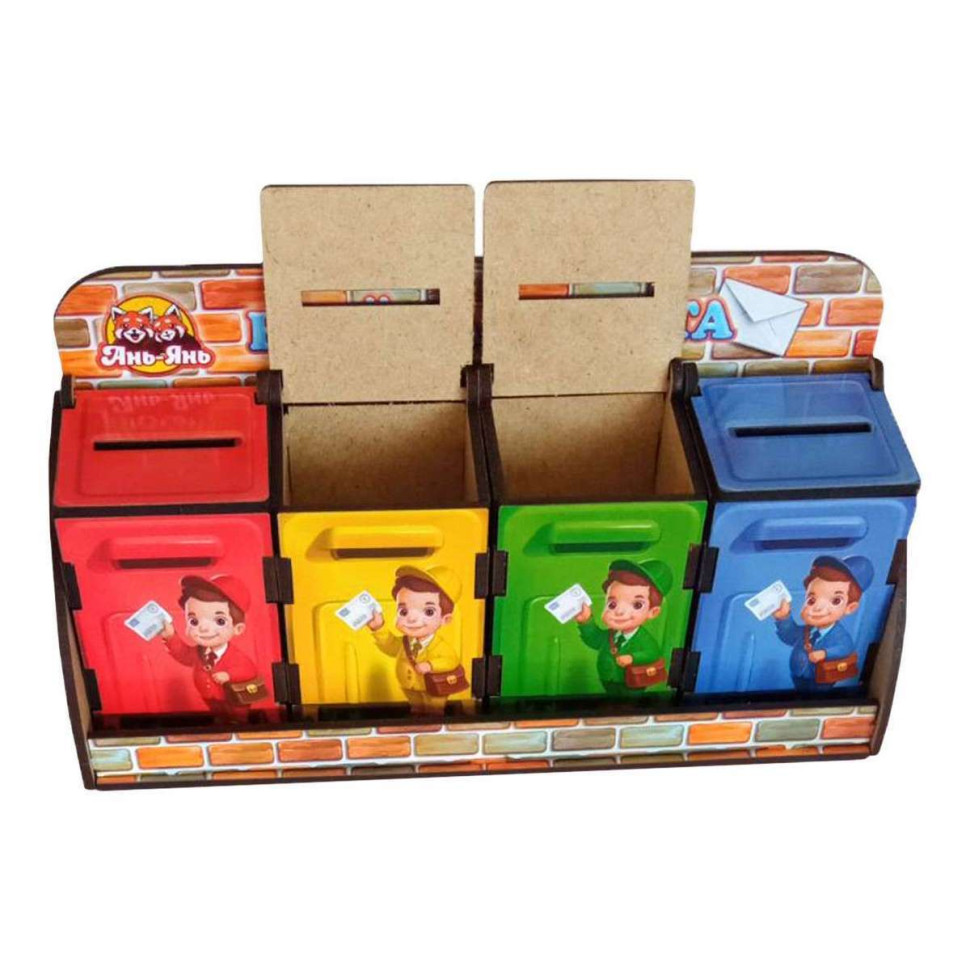 Дерев'яна настільна гра "Веселий листоноша" Ubumblebees сортер-комодик Деревянная настольная игра «Веселый почтальон» Ubumblebees сортер-комодик