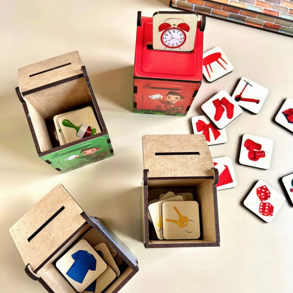 Дерев'яна настільна гра "Веселий листоноша" Ubumblebees сортер-комодик Деревянная настольная игра «Веселый почтальон» Ubumblebees сортер-комодик — изображение 5