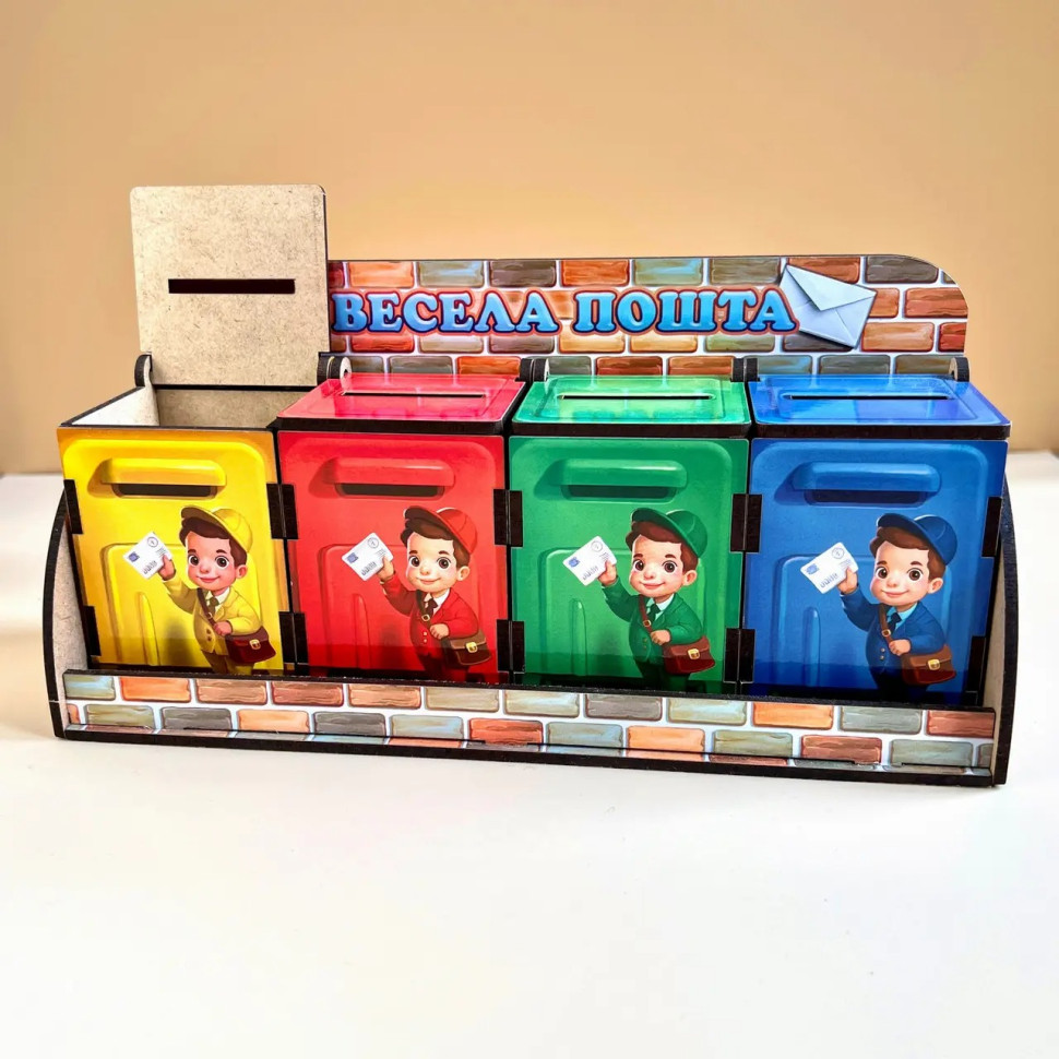 Дерев'яна настільна гра "Веселий листоноша" Ubumblebees сортер-комодик Деревянная настольная игра «Веселый почтальон» Ubumblebees сортер-комодик — изображение 6