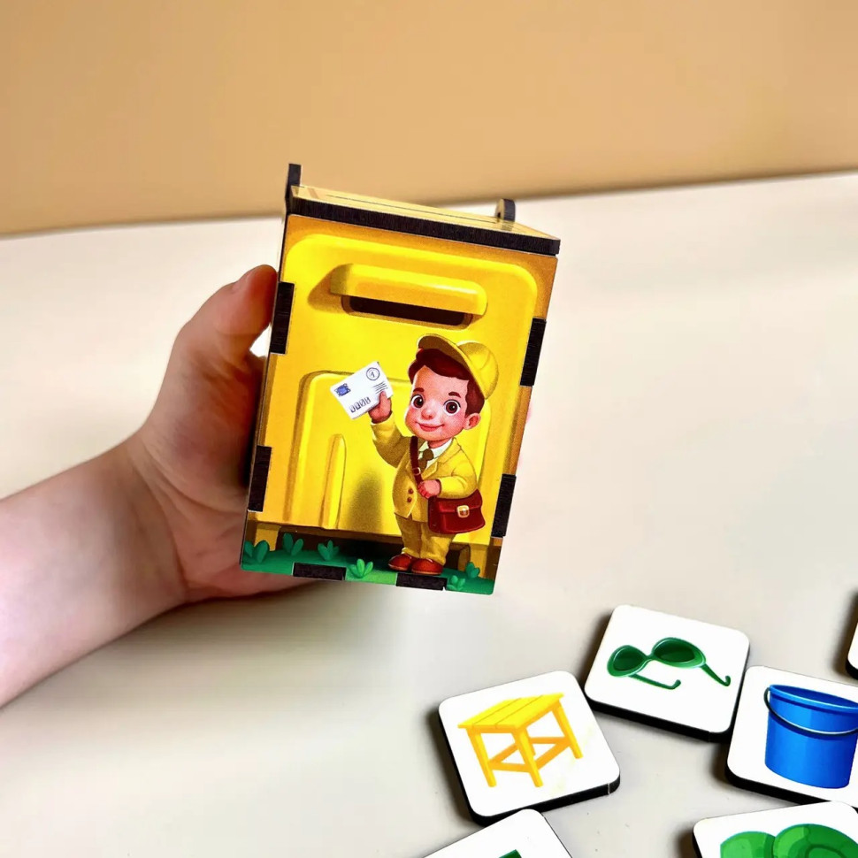 Дерев'яна настільна гра "Веселий листоноша" Ubumblebees сортер-комодик Деревянная настольная игра «Веселый почтальон» Ubumblebees сортер-комодик — изображение 7