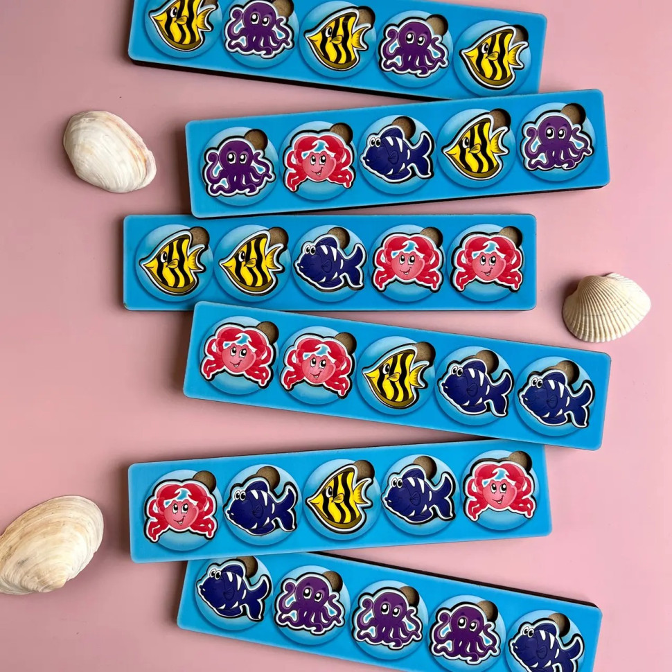 Дерев'яна настільна гра "Морські жителі-1" Ubumblebees сортер-комодик Дерев'яна настільна гра "Морські жителі-1" Ubumblebees сортер-комодик - Зображення 4