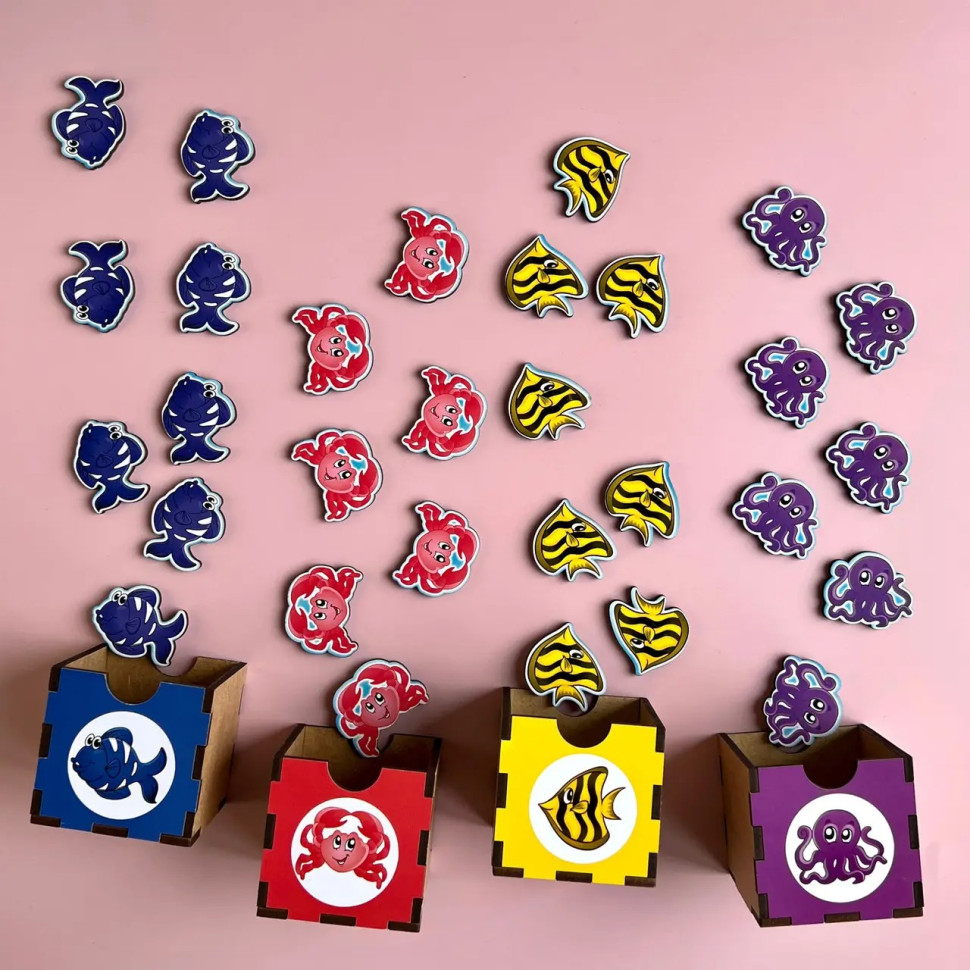 Дерев'яна настільна гра "Морські жителі-1" Ubumblebees сортер-комодик Дерев'яна настільна гра "Морські жителі-1" Ubumblebees сортер-комодик - Зображення 7