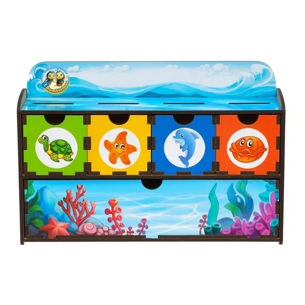 Дерев'яна настільна гра "Морські жителі-2" Ubumblebees сортер-комодик Дерев'яна настільна гра "Морські жителі-2" Ubumblebees сортер-комодик - Зображення 3
