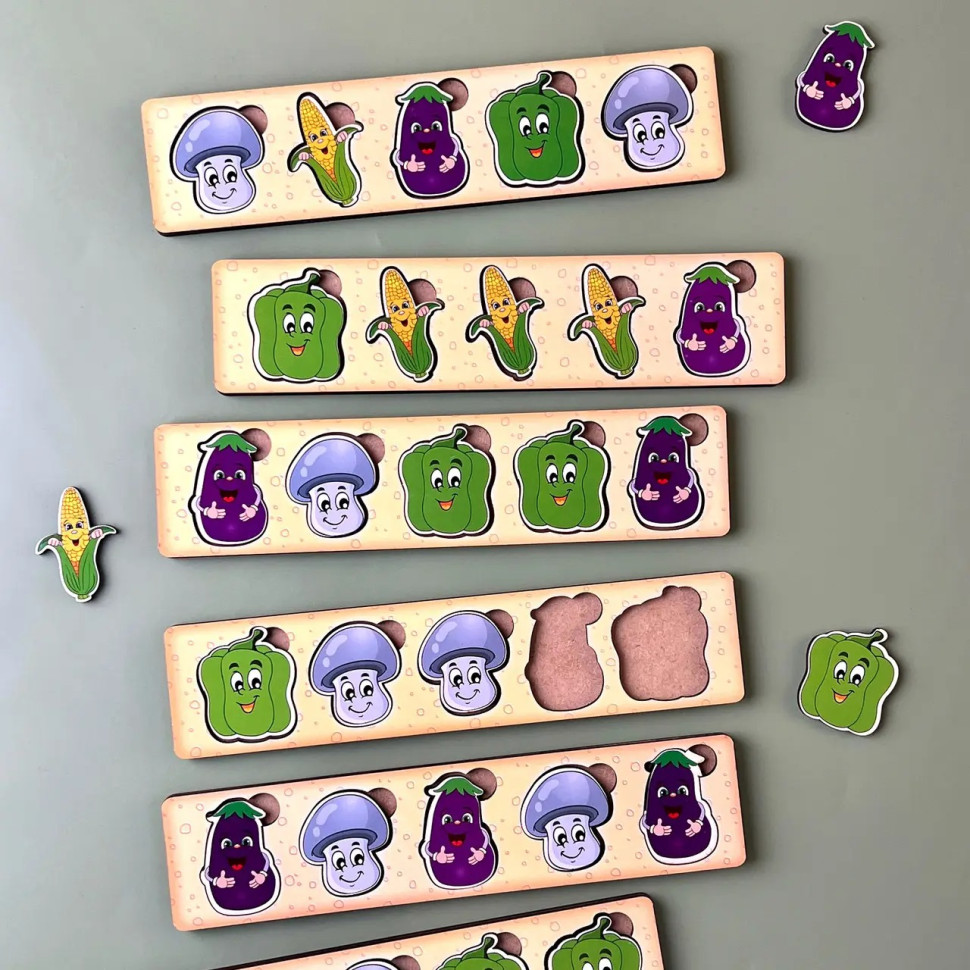 Дерев'яна настільна гра "Овочі -1" Ubumblebees сортер-комодик Дерев'яна настільна гра "Овочі -1" Ubumblebees сортер-комодик - Зображення 3