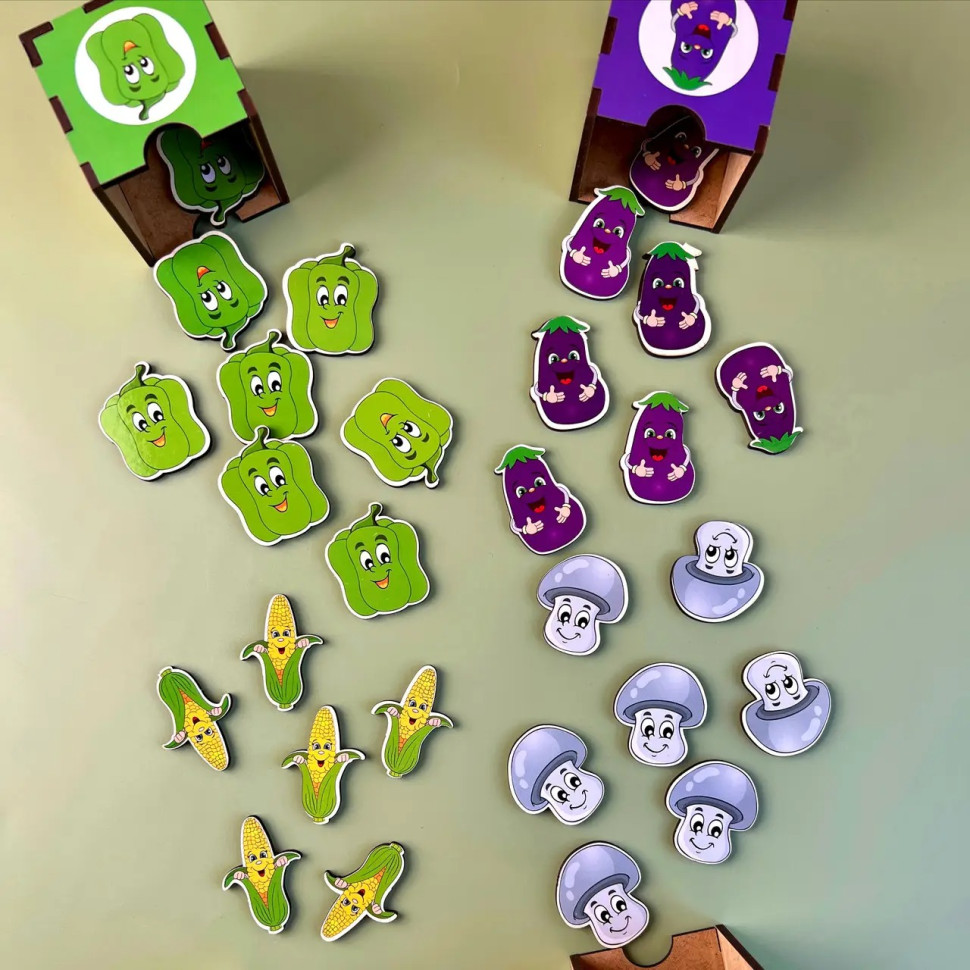 Дерев'яна настільна гра "Овочі -1" Ubumblebees сортер-комодик Дерев'яна настільна гра "Овочі -1" Ubumblebees сортер-комодик - Зображення 8