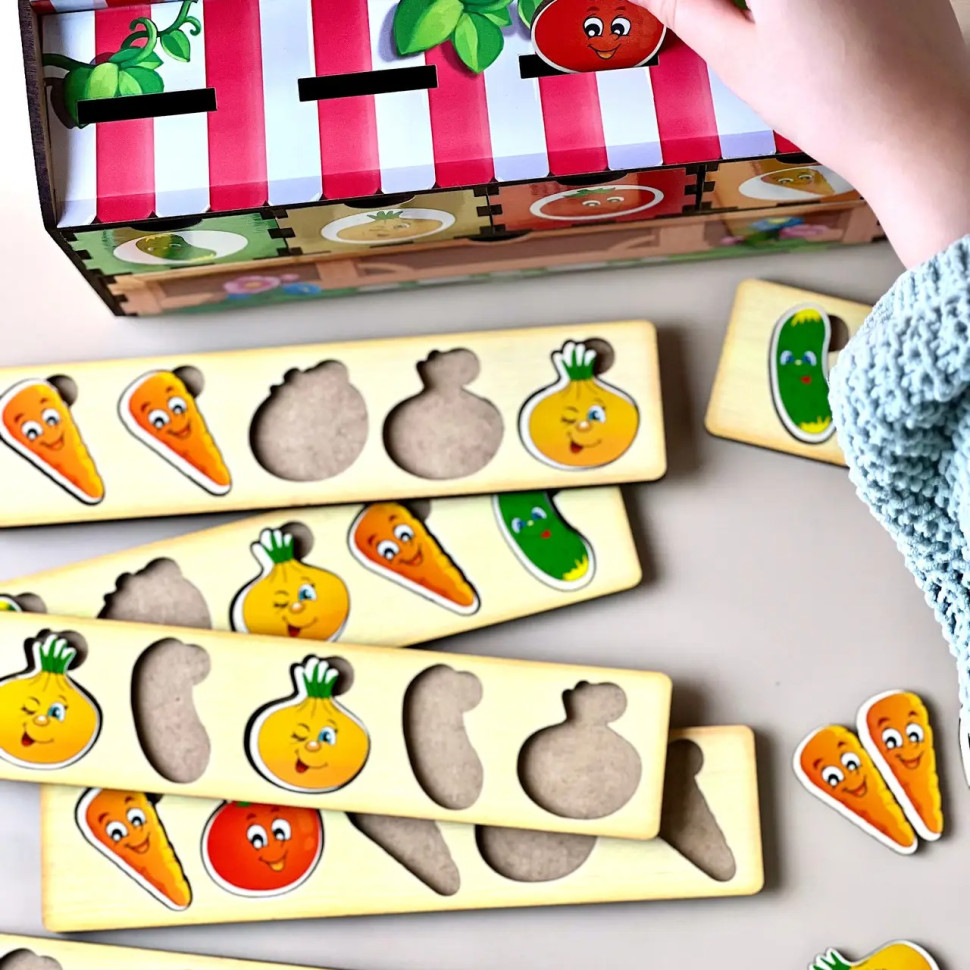 Дерев'яна настільна гра "Овочі -2" Ubumblebees сортер-комодик Дерев'яна настільна гра "Овочі -2" Ubumblebees сортер-комодик - Зображення 2