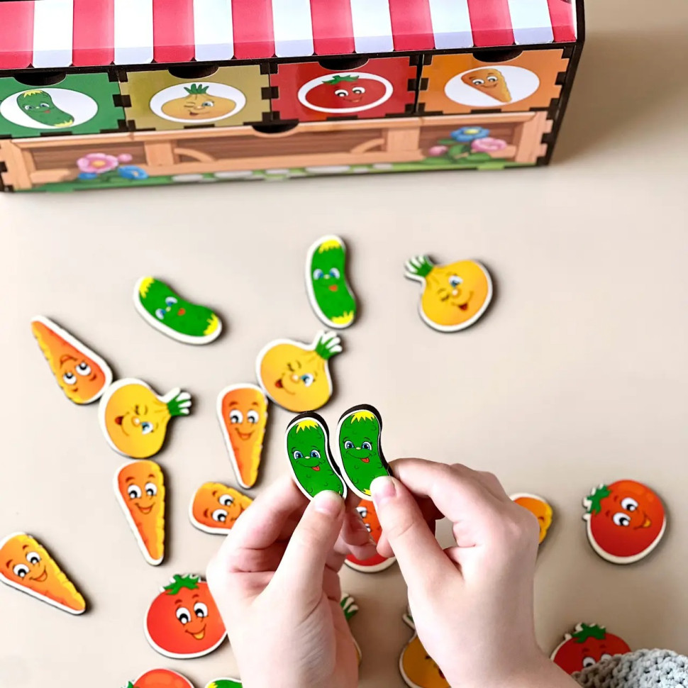 Дерев'яна настільна гра "Овочі -2" Ubumblebees сортер-комодик Дерев'яна настільна гра "Овочі -2" Ubumblebees сортер-комодик - Зображення 5