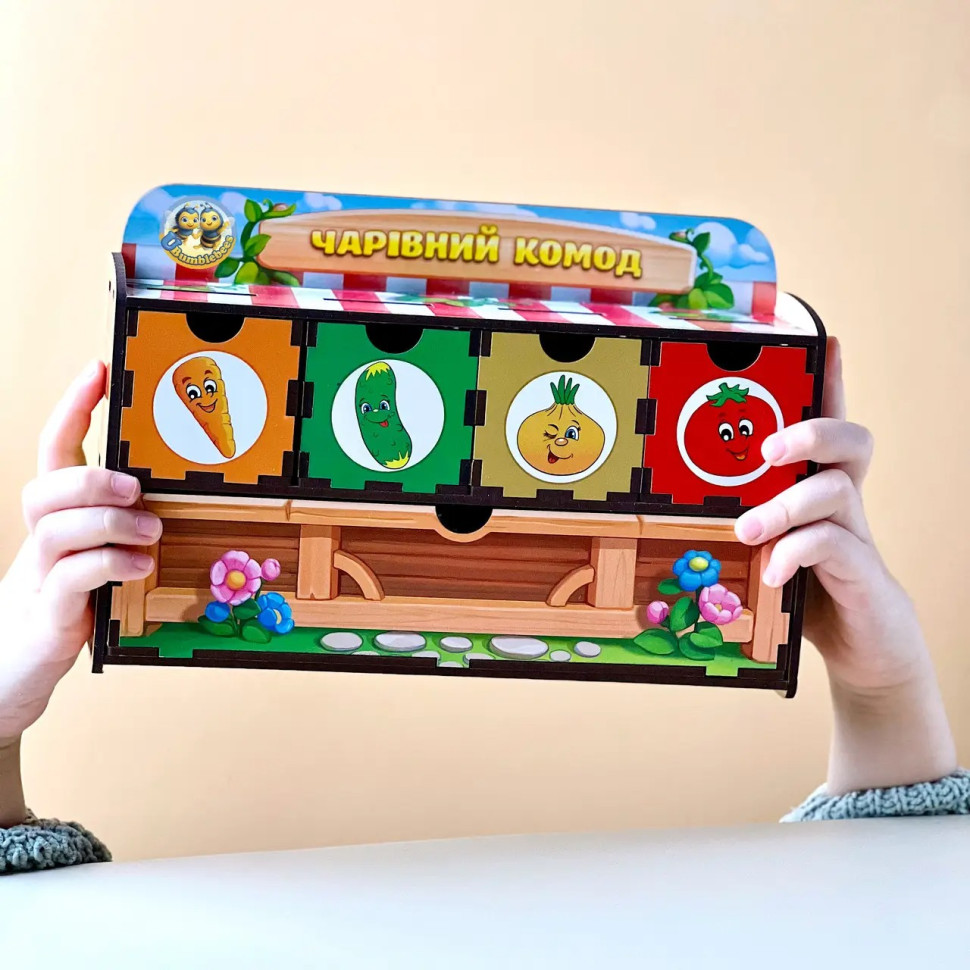 Дерев'яна настільна гра "Овочі -2" Ubumblebees сортер-комодик Дерев'яна настільна гра "Овочі -2" Ubumblebees сортер-комодик - Зображення 9