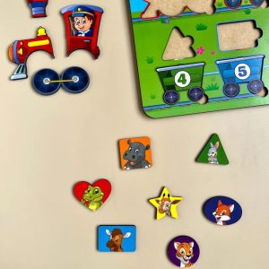 Alternative view of Дерев'яний пазл-вкладиш "Геометричні фігури" Ubumblebees сортер-паровоз