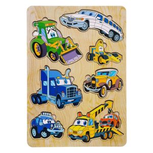 Дерев'яний пазл-вкладиш "Машинки-великий" Ubumblebees, 7 елементів Дерев'яний пазл-вкладиш "Машинки-великий" Ubumblebees, 7 елементів