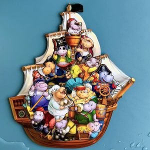 Alternative view of Дерев'яний пазл-вкладиш "Бегемотики-пірати" Ubumblebees, 13 бегемотиків