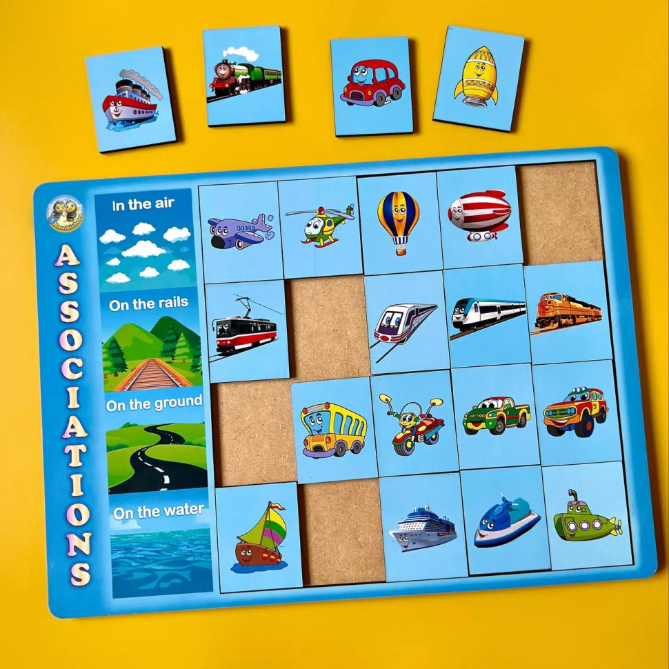 Дерев'яний пазл-вкладиш "Види транспорту" Ubumblebees сортер-асоціації Дерев'яний пазл-вкладиш "Види транспорту" Ubumblebees сортер-асоціації - Зображення 3