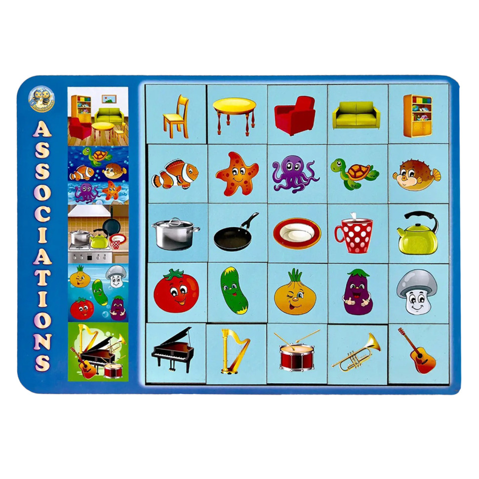 Дерев'яний пазл-вкладиш "Асоціації - 1" Ubumblebees, 25 плашок Дерев'яний пазл-вкладиш "Асоціації - 1" Ubumblebees, 25 плашок