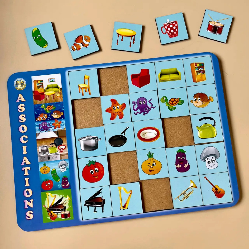 Дерев'яний пазл-вкладиш "Асоціації - 1" Ubumblebees, 25 плашок Дерев'яний пазл-вкладиш "Асоціації - 1" Ubumblebees, 25 плашок - Зображення 2